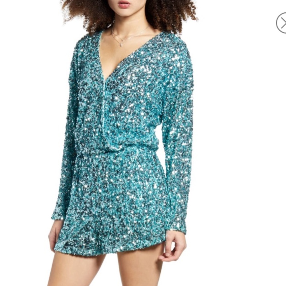 Endless Rose sequin long sleeves wrap romper